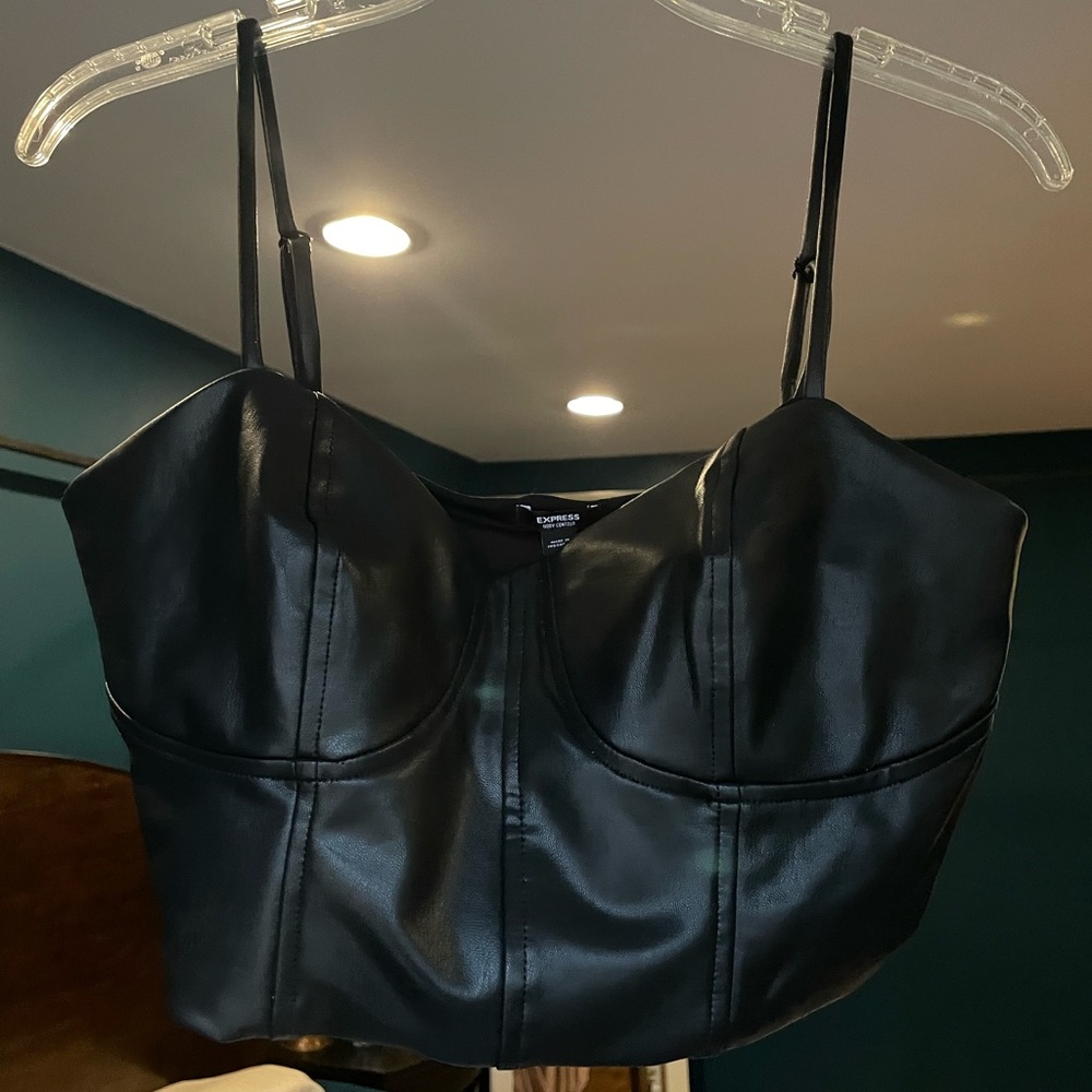 Express faux leather crop top